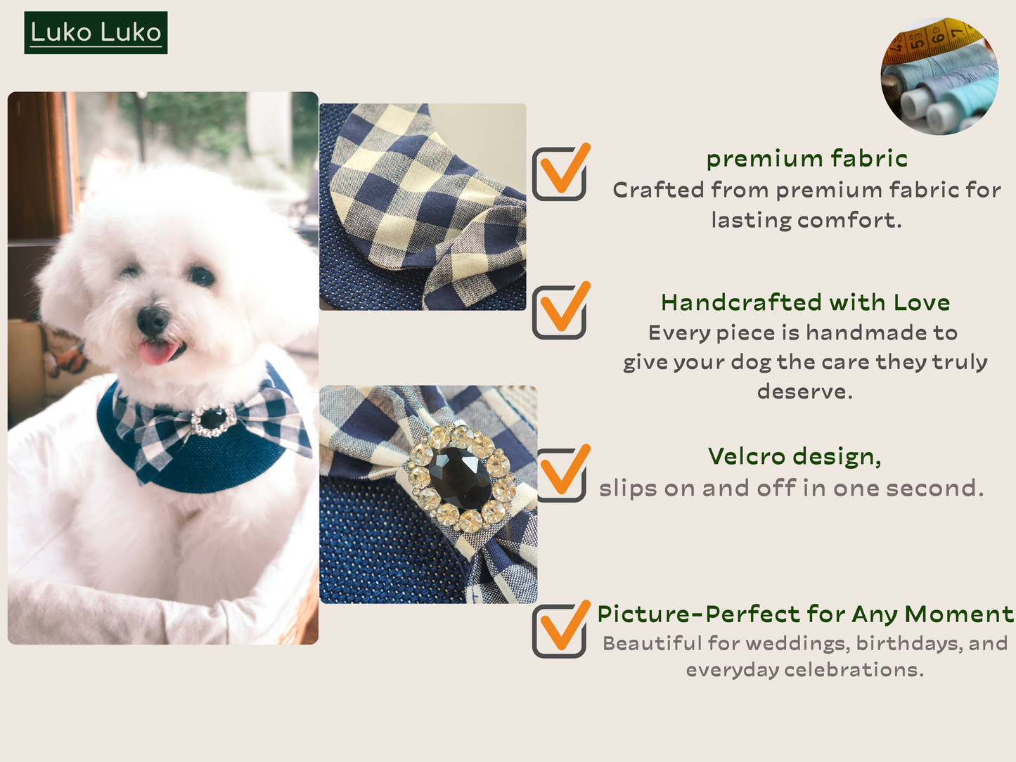Jessie - Denim Bow Dog Cape | Western Charm & Stylish Design
