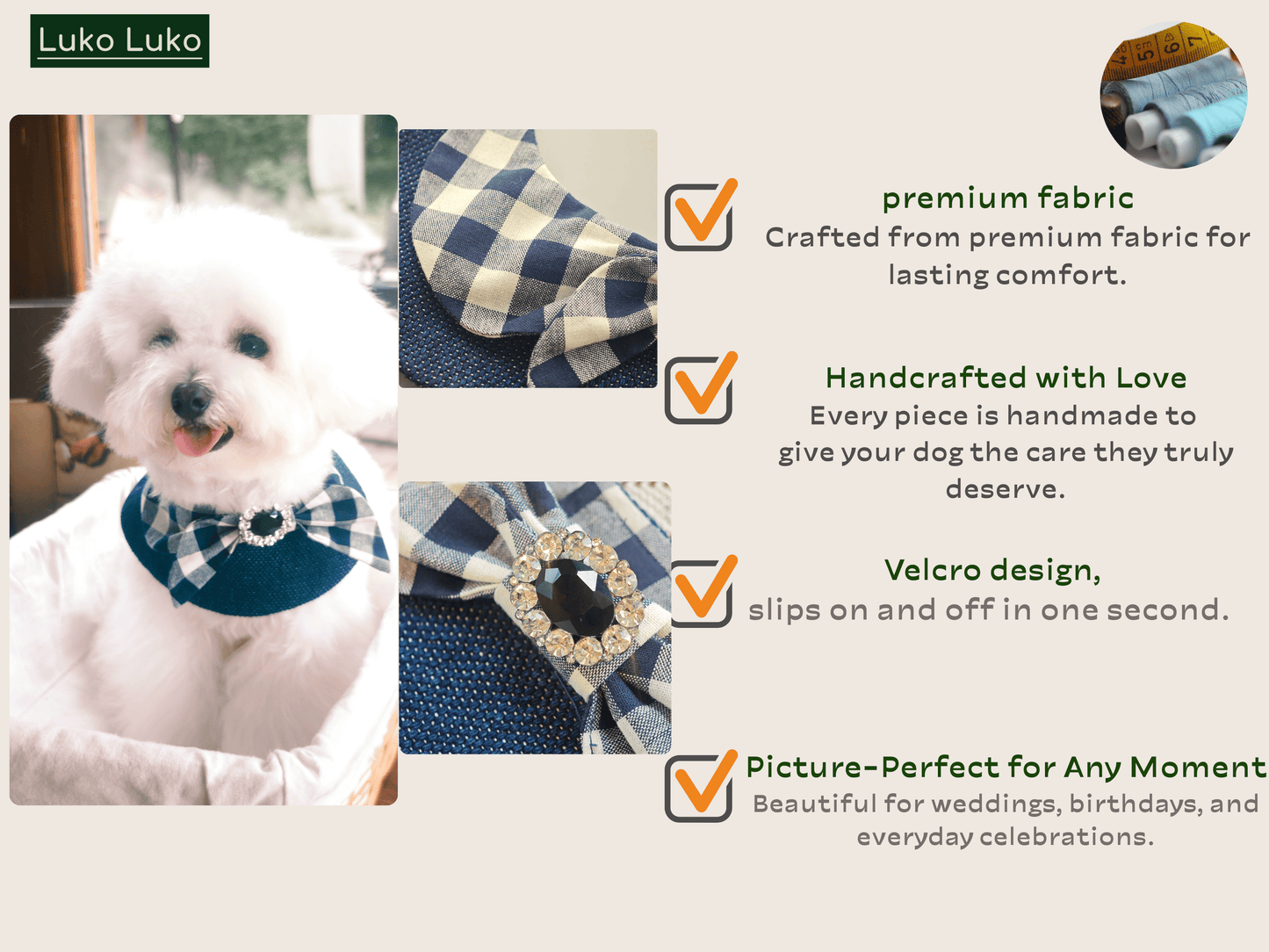 Jessie - Denim Bow Dog Cape | Western Charm & Stylish Design