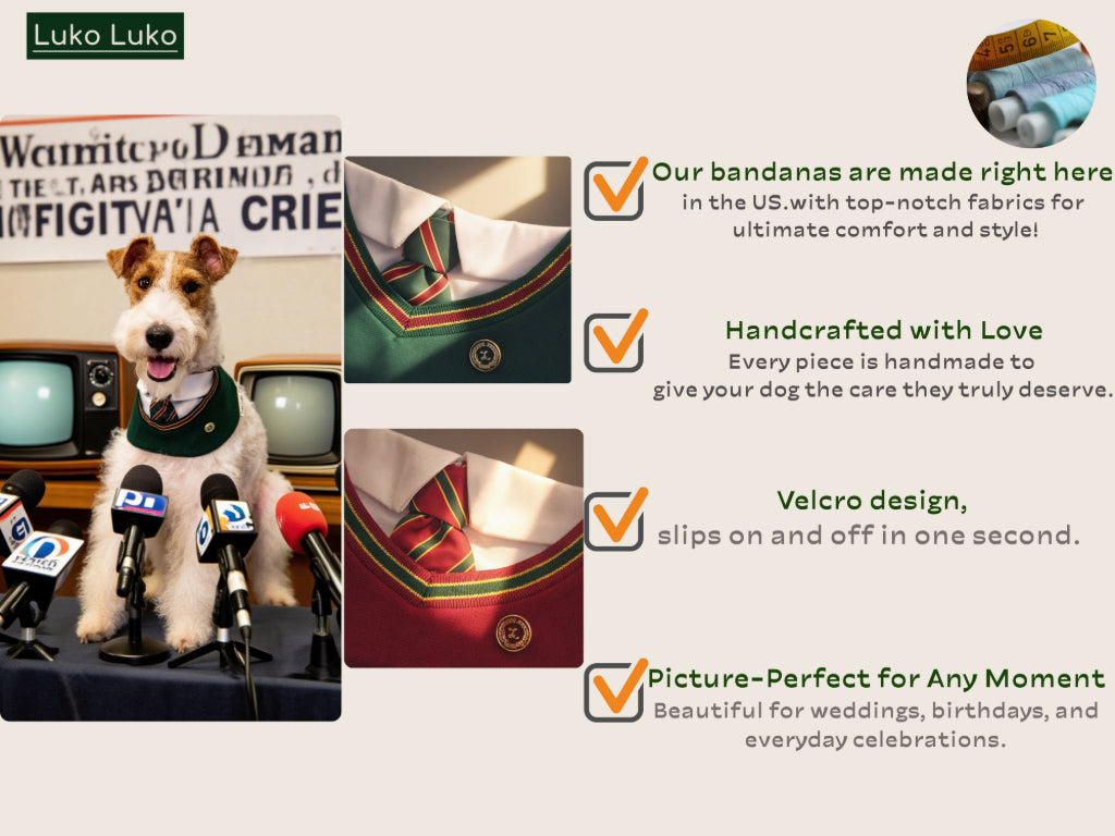 Ivy – Red & Green Preppy Dog Bandana | Stylish Occasion Wear