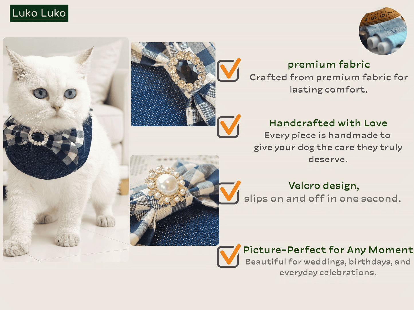 Jessie - Denim Bow Dog Cape | Western Charm & Stylish Design