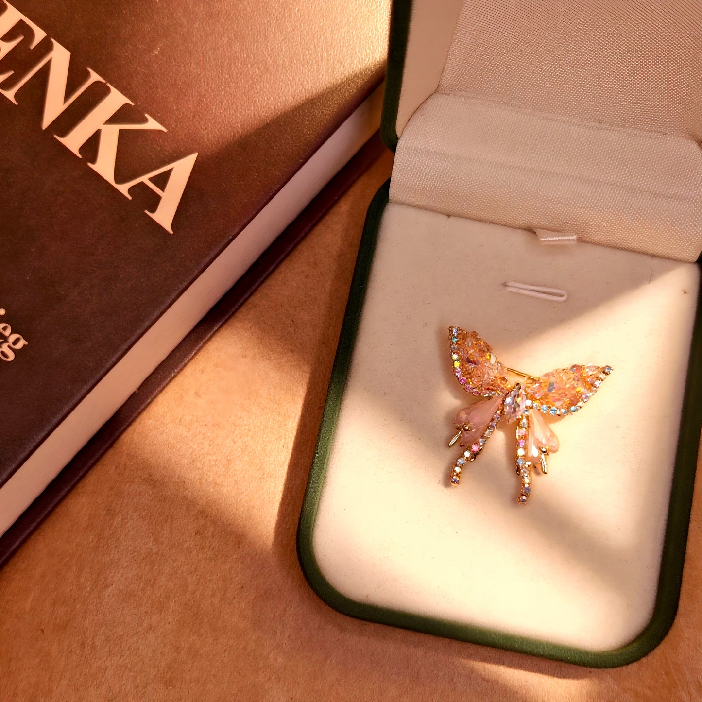 Aurora Wing – Pink Crystal Butterfly Brooch for Dogs | Dreamy Elegant Accent
