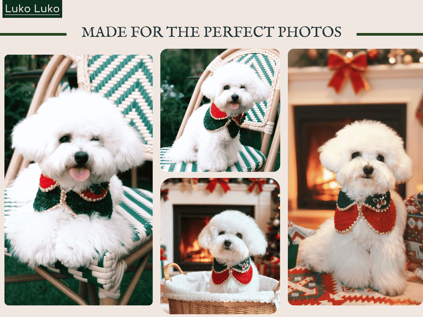 Merry -Handmade Red &Green Christmas Bandana with Interchangeable Brooch