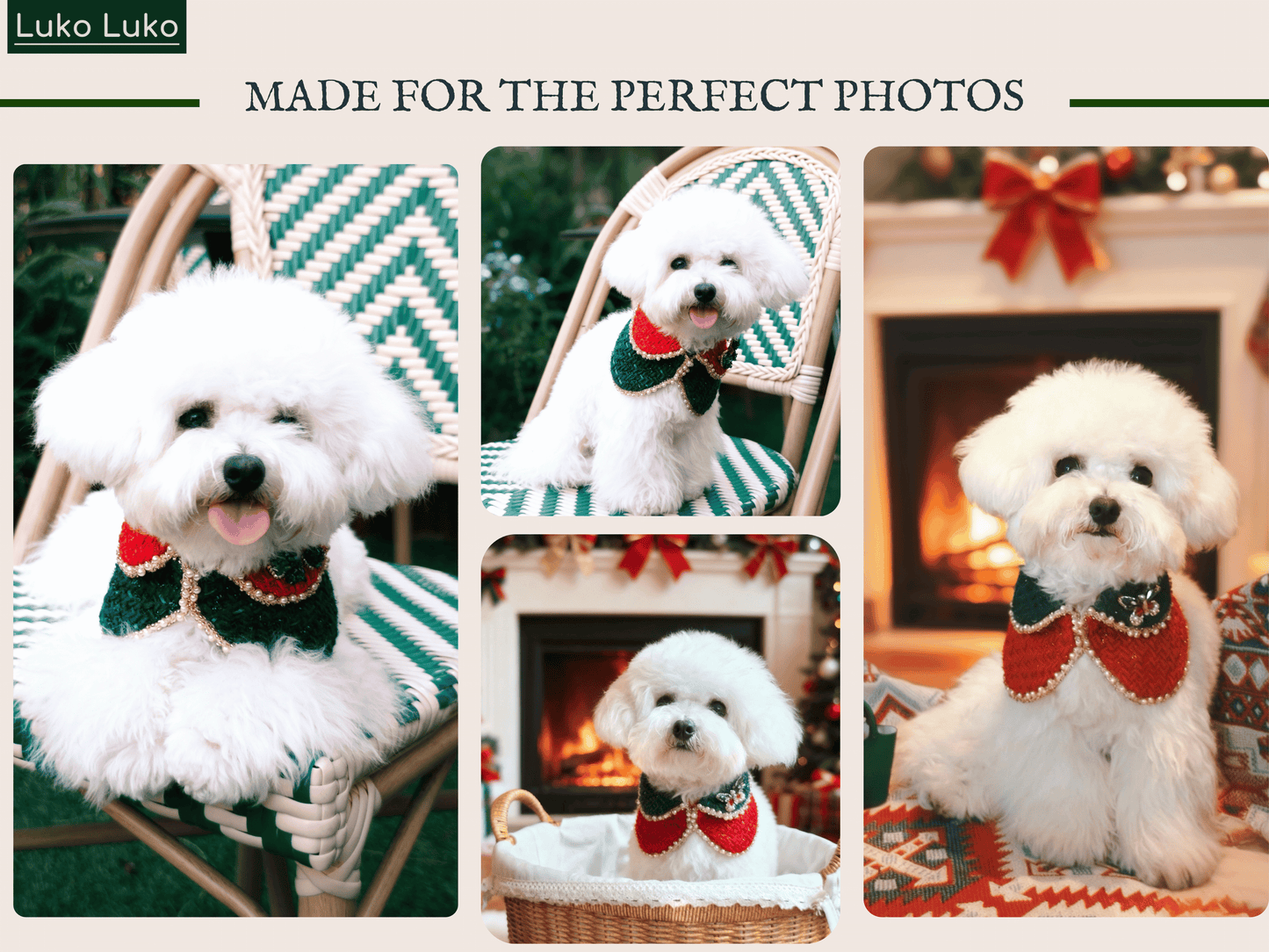 Merry -Handmade Red &Green Christmas Bandana with Interchangeable Brooch