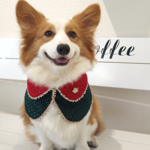 Merry -Handmade Red &Green Christmas Bandana with Interchangeable Brooch
