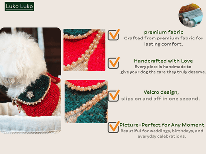 Merry -Handmade Red &Green Christmas Bandana with Interchangeable Brooch