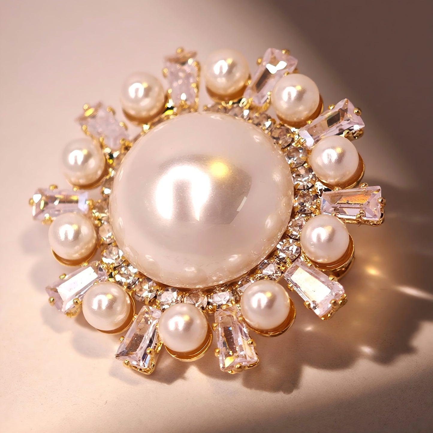 Lumi Pearl – Ivory Sunburst Pearl Brooch for Dogs | Classic Elegant Accent