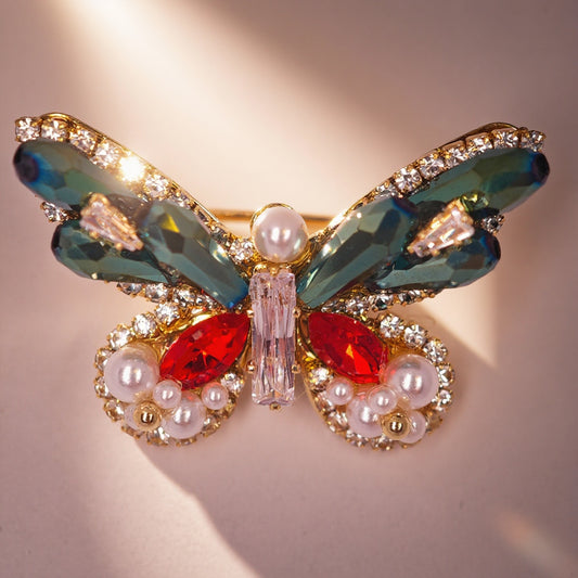 Festiva Wing – Red & Green Butterfly Brooch for Dogs | Holiday Party Accent