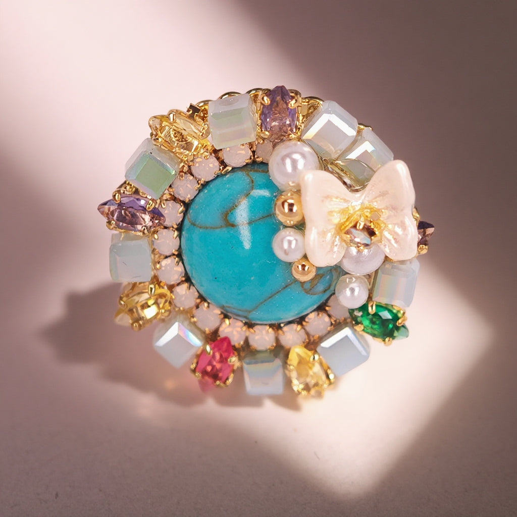 Cosmo Bloom – Turquoise & Multicolor Brooch for Dogs | Whimsical Statement Accent