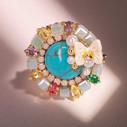 Cosmo Bloom – Turquoise & Multicolor Brooch for Dogs | Whimsical Statement Accent