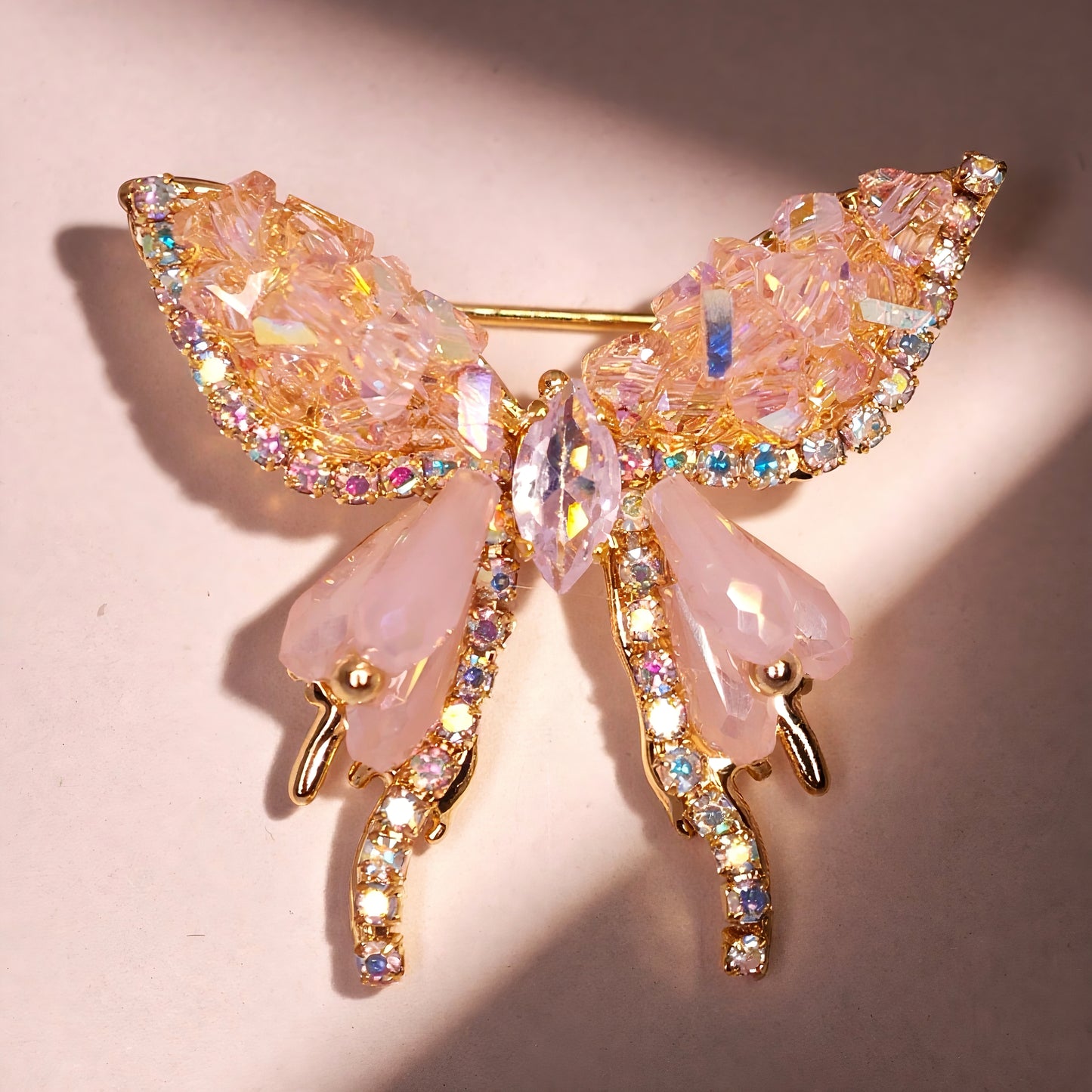 Aurora Wing – Pink Crystal Butterfly Brooch for Dogs | Dreamy Elegant Accent