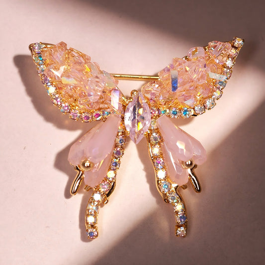 Aurora Wing – Pink Crystal Butterfly Brooch for Dogs | Dreamy Elegant Accent
