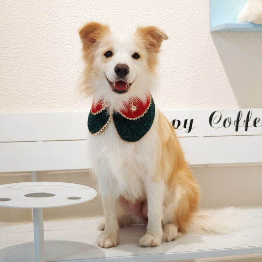 Merry -Handmade Red &Green Christmas Bandana with Interchangeable Brooch