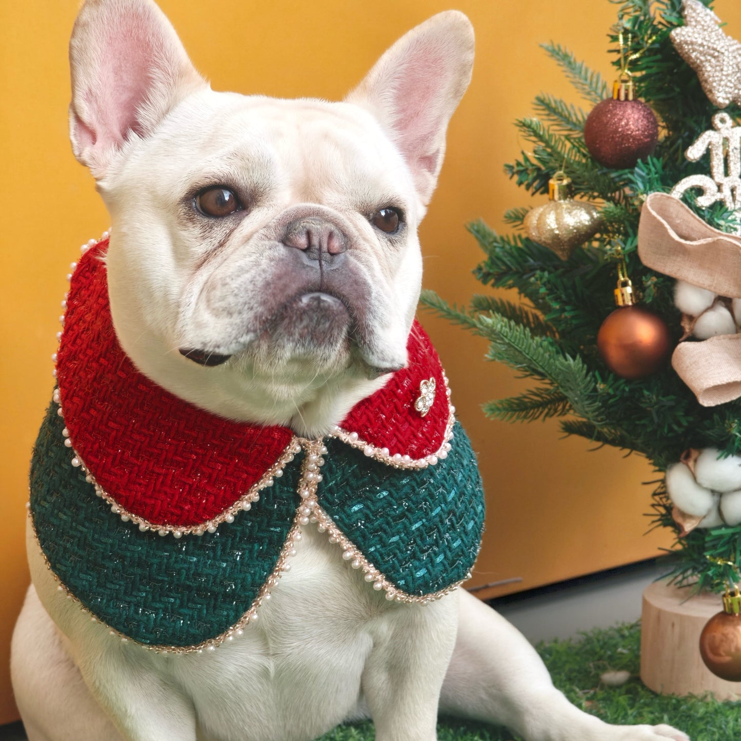 Merry -Handmade Red &Green Christmas Bandana with Interchangeable Brooch