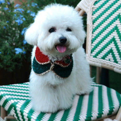 Merry -Handmade Red &Green Christmas Bandana with Interchangeable Brooch