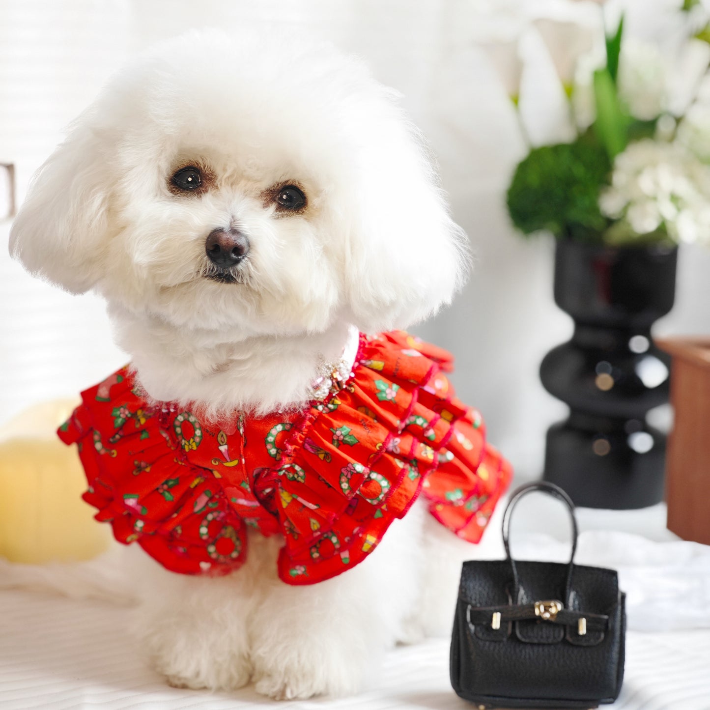 Luna – Handmade One-Piece Dress with Interchangeable Brooch for Dogs