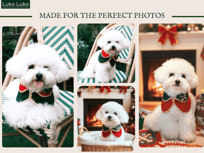 Merry -Handmade Red &Green Christmas Bandana with Interchangeable Brooch
