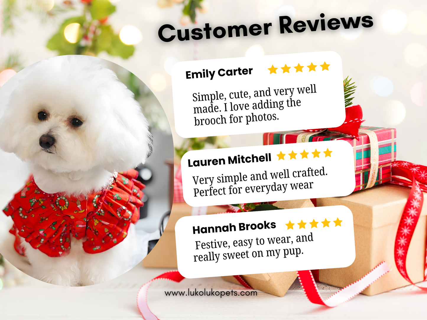 Luna – Handmade One-Piece Dress with Interchangeable Brooch for Dogs