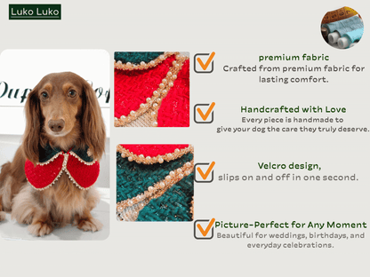 Merry -Handmade Red &Green Christmas Bandana with Interchangeable Brooch