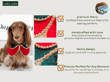 Merry -Handmade Red &Green Christmas Bandana with Interchangeable Brooch