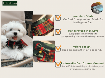 Noelle – Red & Green Plaid Dog Dress | Christmas Holiday Style