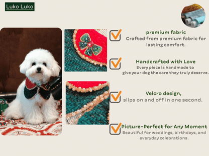 Merry -Handmade Red &Green Christmas Bandana with Interchangeable Brooch