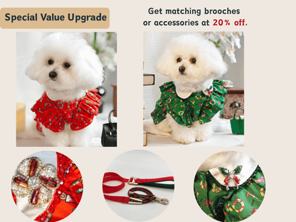 Luna – Handmade One-Piece Dress with Interchangeable Brooch for Dogs
