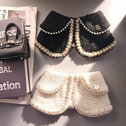 Jacqueline – Black & White Pearl Dog Jacket | Chic Formal Look
