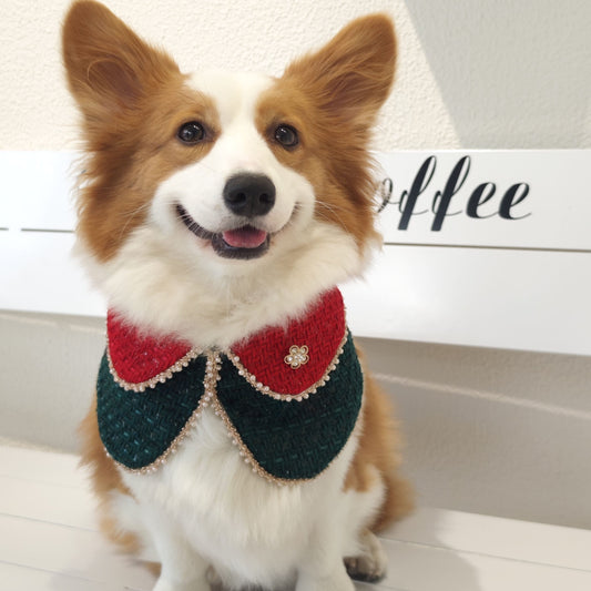 Merry -Handmade Red &Green Christmas Bandana with Interchangeable Brooch