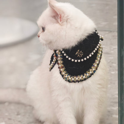 Jacqueline – Black & White Pearl Dog Jacket | Chic Formal Look